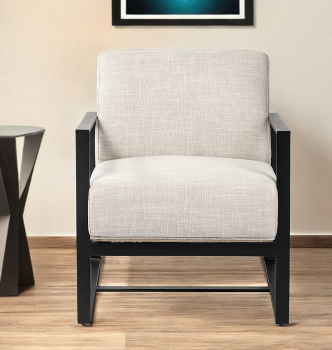Fabric Arm Chair - Cream / Black