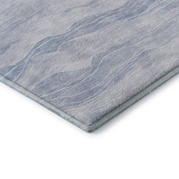 10' X 14' Striped Washable Area Rug With UV Protection (692523) - Sky Blue / Ivory