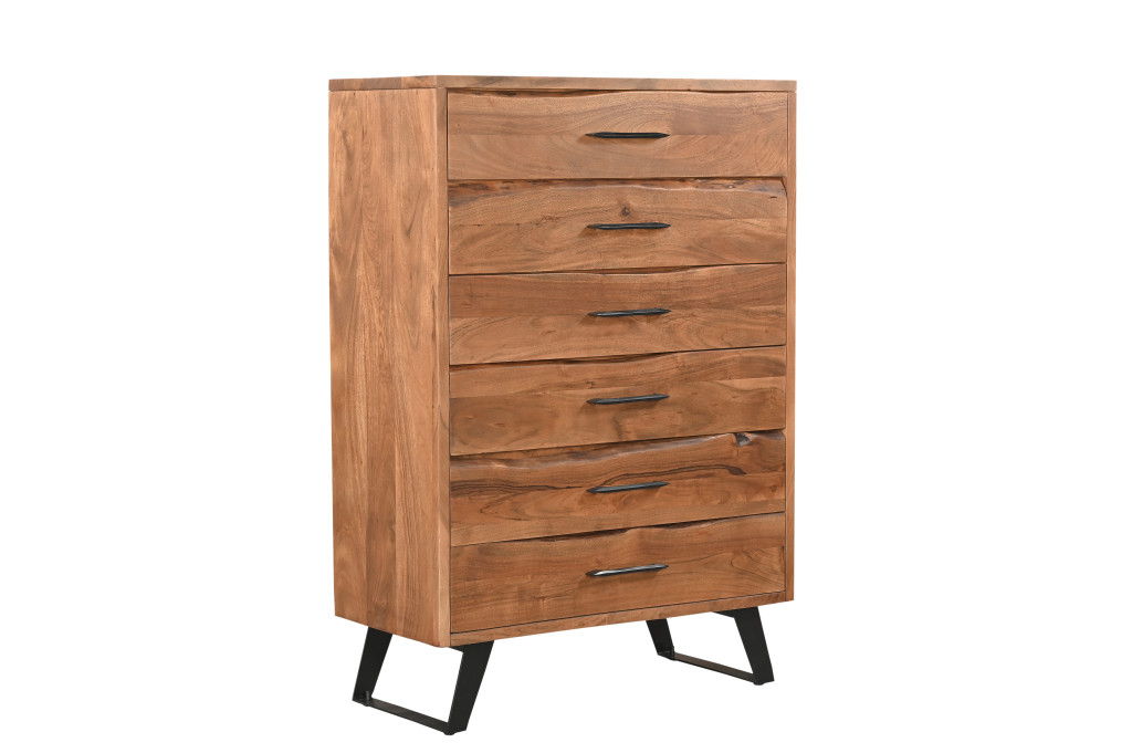 36" Live Edge Solid Wood Five Drawer Dresser - Natural