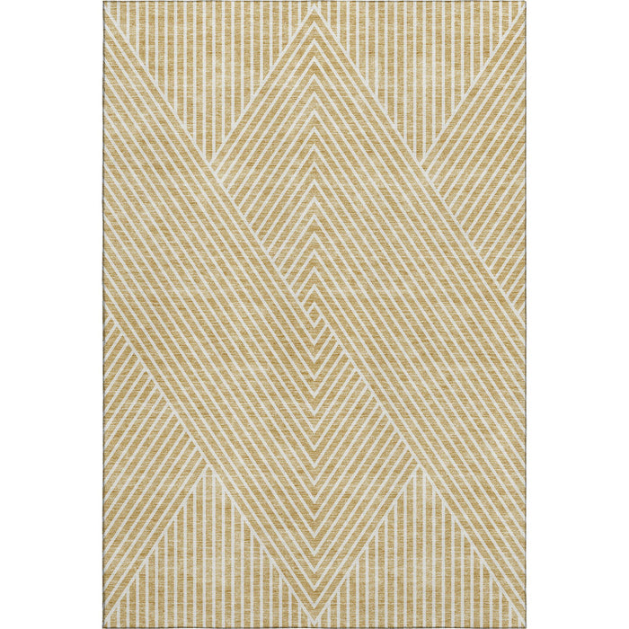 10' X 14' Geometric Washable Area Rug With UV Protection (674652) - Gold / Ivory