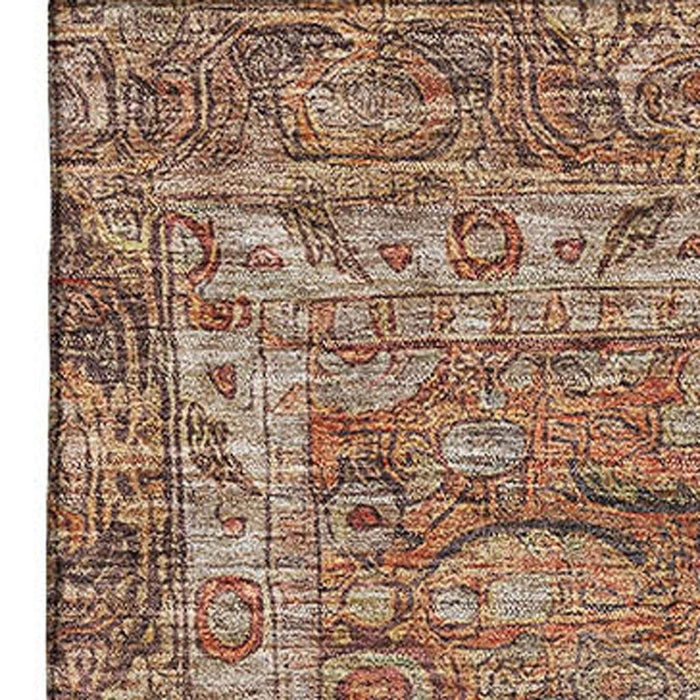 10' X 14' Oriental Washable Area Rug With UV Protection (700571) - Copper / Beige