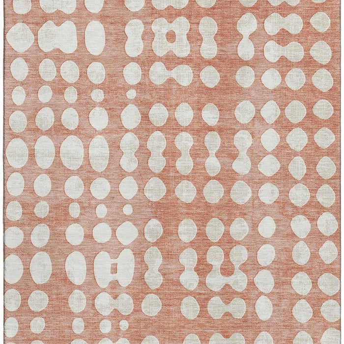 10' X 14' Polka Dot Washable Area Rug With UV Protection (669144) - Salmon / Ivory