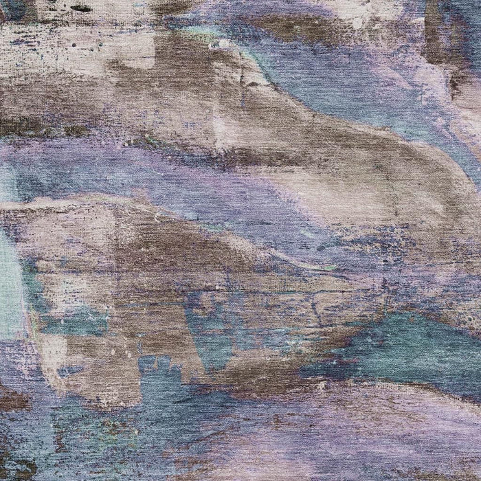 10' X 14' Abstract Washable Area Rug With UV Protection (715579) - Coffee / Blue