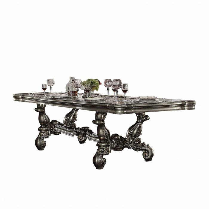 46" Solid Wood Trestle Base Dining Table - Platinum
