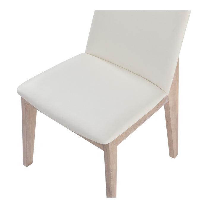 Upholstered Faux Leather Dining Side Chairs (Set of 2) - White / Natural