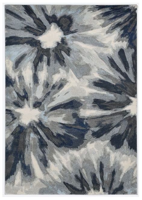 8' x 11' Machine Woven Oversized Floral Indoor Area Rug - Ivory Blue