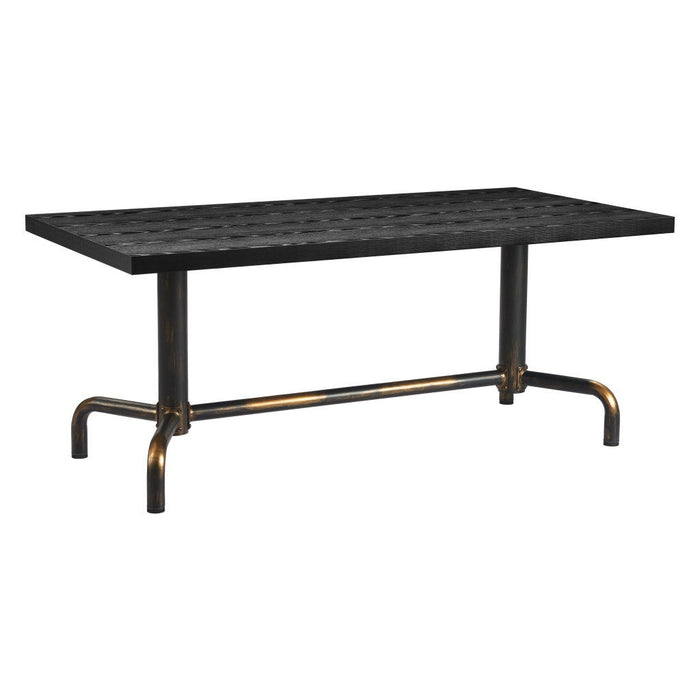 71" Wood And Steel Trestle Base Dining Table - Black