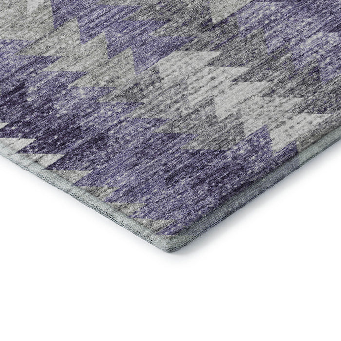 10' X 14' Geometric Washable Area Rug With UV Protection (653140) - Purple / Ivory / Gray
