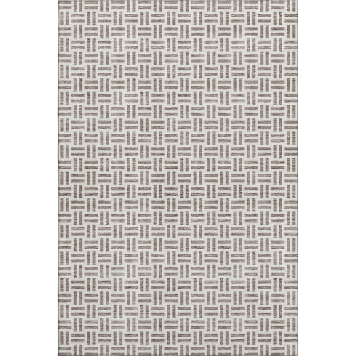 10' X 14' Geometric Washable Area Rug With UV Protection (677279) - Taupe / Ivory