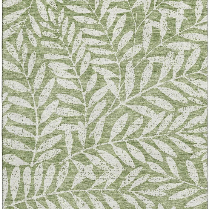 10' X 14' Floral Washable Area Rug With UV Protection (671456) - Green / Beige