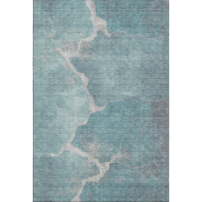 10' X 14' Abstract Washable Area Rug With UV Protection (707041) - Teal / Beige