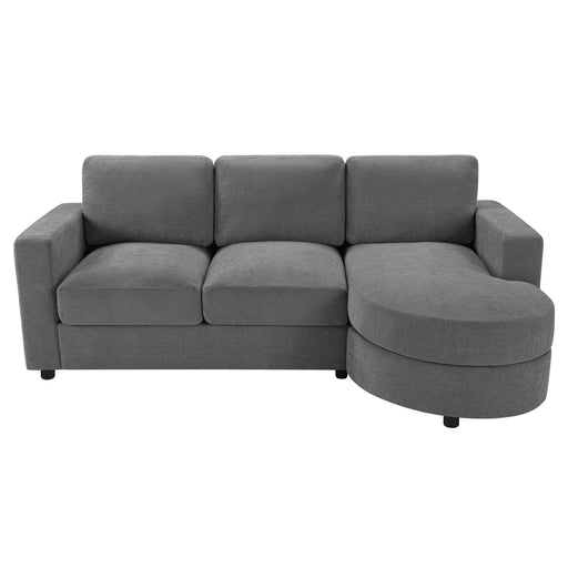 Giga modern L-shaped sectional sofa with curved chaise, side storage pockets, and built-in USB ports, stationary design.
