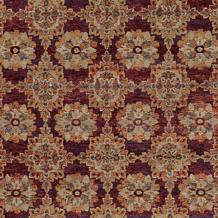 6.6' x 9.8' Oriental Power Loom Area Rug - Red And Gold
