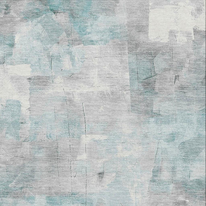 10' X 14' Abstract Washable Area Rug With UV Protection (697530) - Teal / Gray / Silver