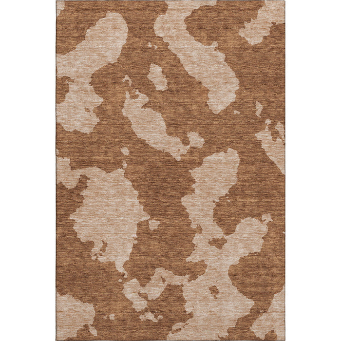 10' X 14' Abstract Washable Area Rug With UV Protection (677064) - Terra Cotta / Beige