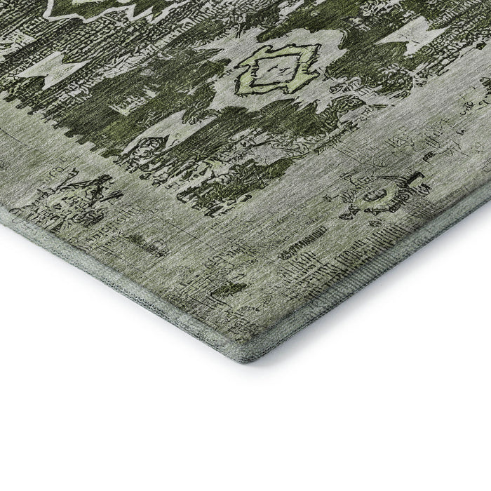 10' X 14' Southwestern Washable Area Rug With UV Protection (696434) - Olive Green / Gray / Ivory