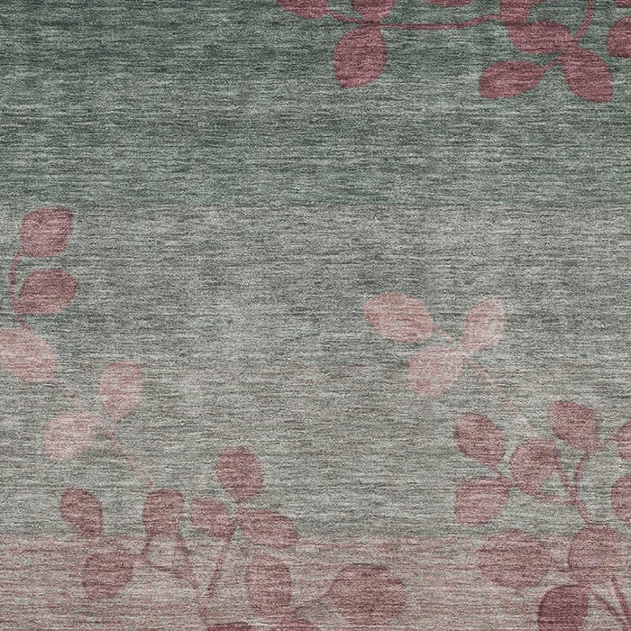 10' X 14' Floral Washable Area Rug With UV Protection (707479) - Blush / Emerald