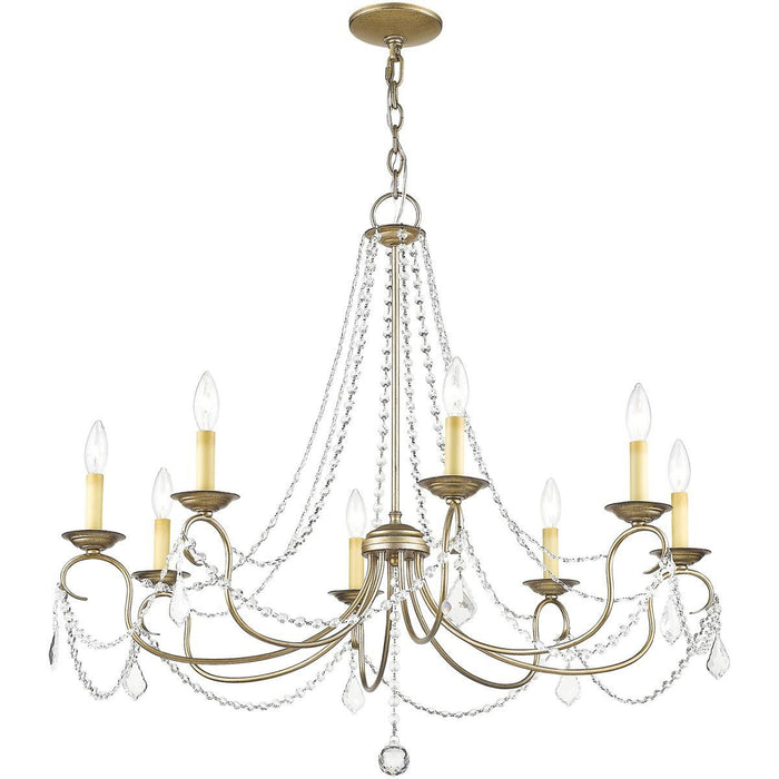 28" Eight Light Dimmable Chandelier With Shades - Silver