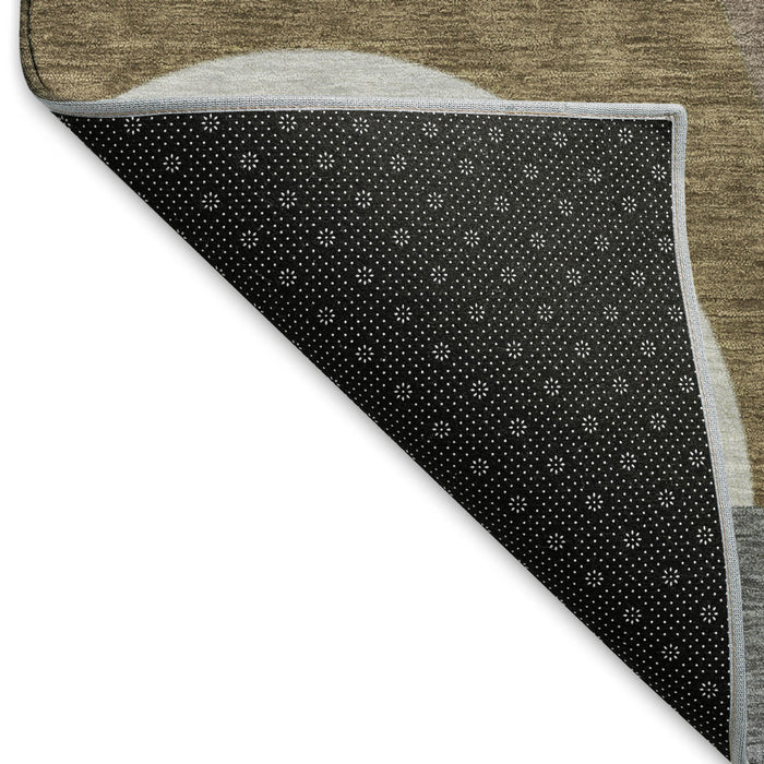 10' X 14' Geometric Washable Area Rug With UV Protection (696572) - Coffee / Mauve / Ivory