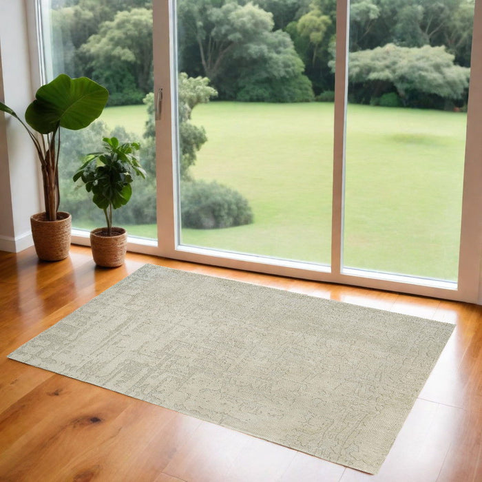 3' x 5' Abstract Non Skid Area Rug - Beige And Gray