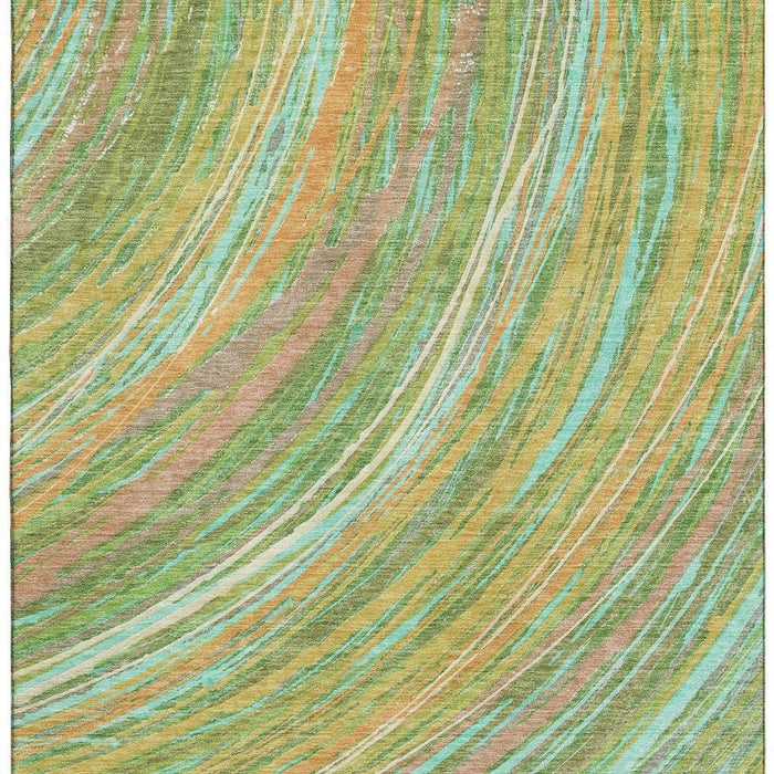10' X 14' Abstract Washable Area Rug With UV Protection (717620) - Green / Peach