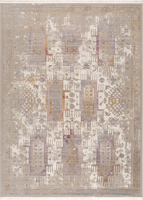 9' x 12' Oriental Power Loom Washable Non Skid Area Rug - Beige And Ivory