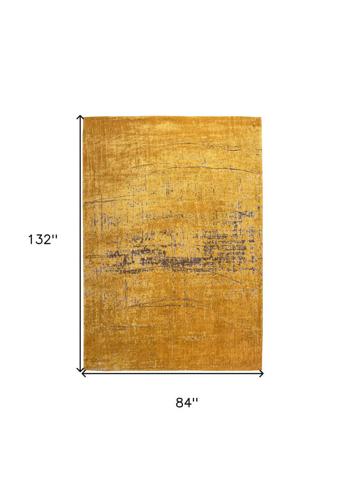 8' X 11' Chevron Washable Area Rug (548432) - Yellow / Brown