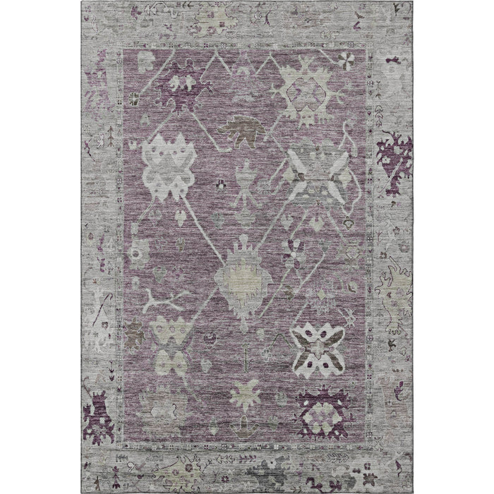 10' X 14' Oriental Washable Area Rug With UV Protection (714973) - Merlot / Gray