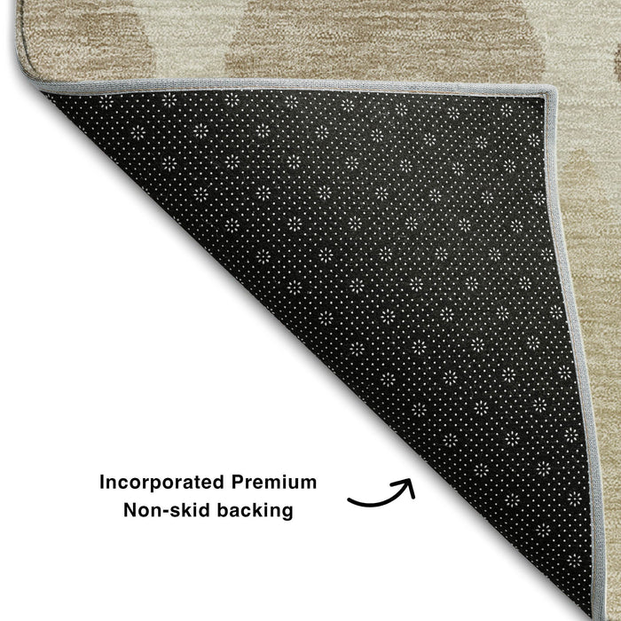 10' X 14' Geometric Washable Area Rug With UV Protection (670513) - Taupe / Beige / Ivory