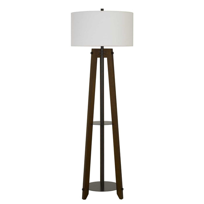 Tripod Floor Lamp With White Rectangular Shade - Brown