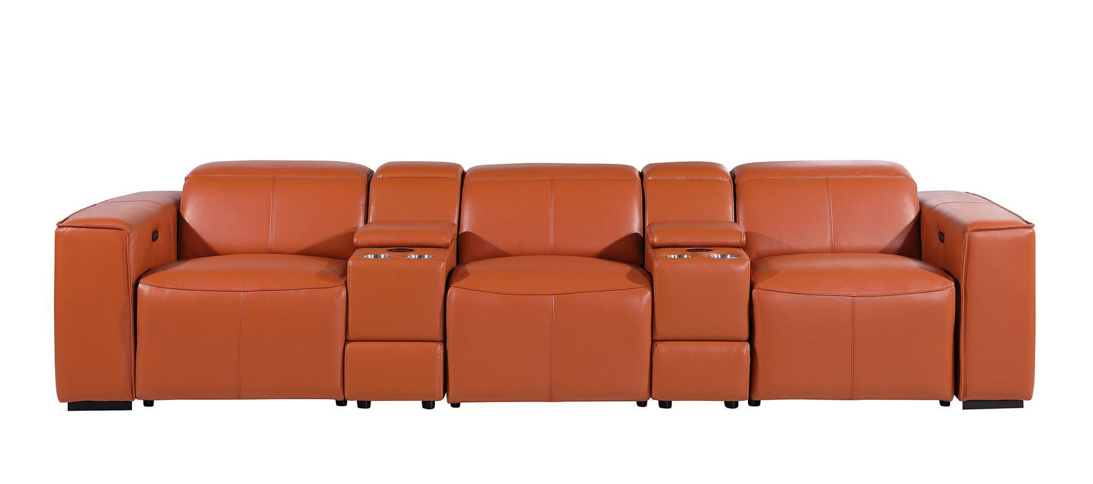 Top Grain Leather Reclining Metal USB Sofa (720395) - Camel