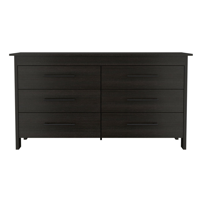 59" Six Drawer Double Dresser - Black