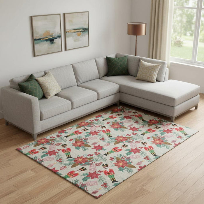 10' X 14' Abstract Geometric Washable Area Rug With UV Protection (702020) - Beige / Red / Black