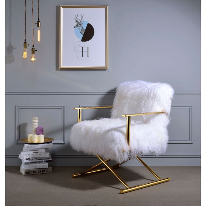 Bagley - Accent Chair - Wool & Gold Brass