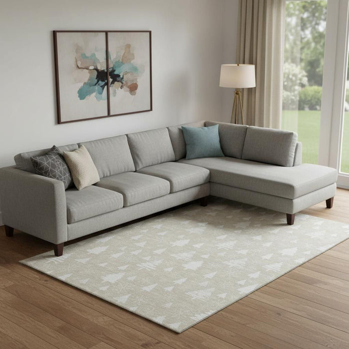 10' X 14' Abstract Geometric Washable Area Rug With UV Protection (701822) - Beige / Ivory