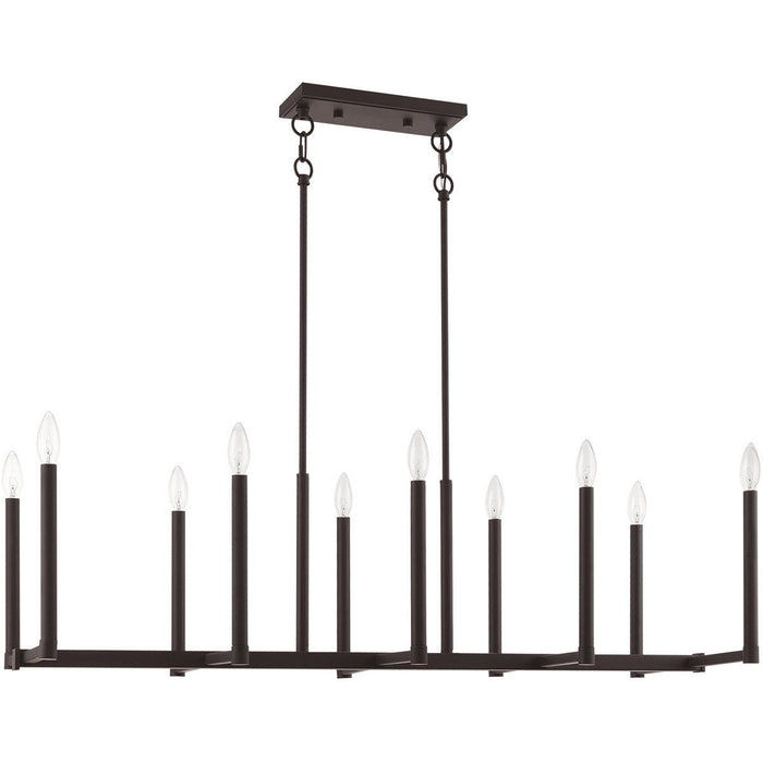 18'' Ten Light Dimmable Chandelier With Shades - Bronze