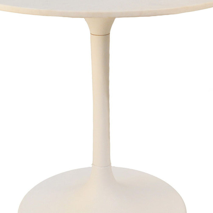 30" Rounded Marble And Iron Pedestal Base Dining Table - White