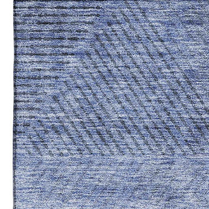 10' X 14' Geometric Washable Area Rug With UV Protection - Blue And Gray