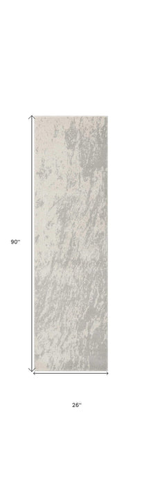 8' Abstract Non Skid Runner Rug (550509) - Ivory / Gray