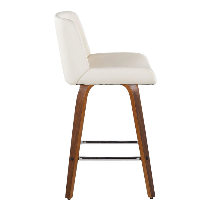 Santi - 25" Fixed-Height Counter Stool With Swivel - Walnut Wood (Set of 2)