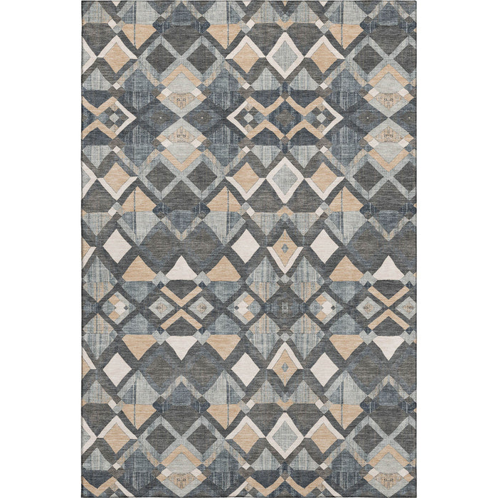 10' X 14' Geometric Washable Area Rug With UV Protection (692898) - Graphite / Peach / Ivory