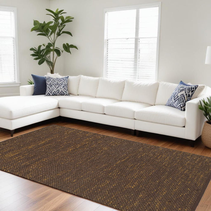 9' x 12' Hand Woven Area Rug - Brown Damask