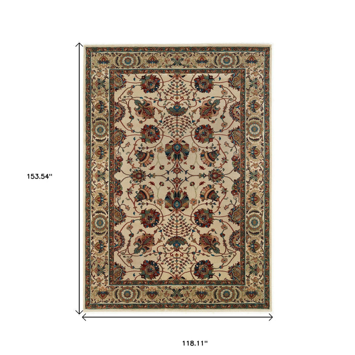 10' X 13' Floral Area Rug - Ivory And Red