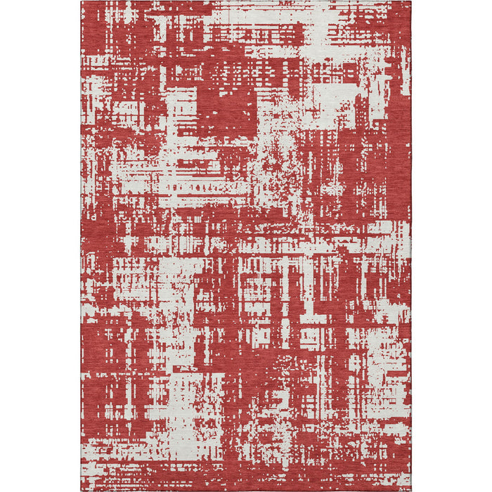 10' X 14' Abstract Washable Area Rug With UV Protection (671180) - Red / Ivory
