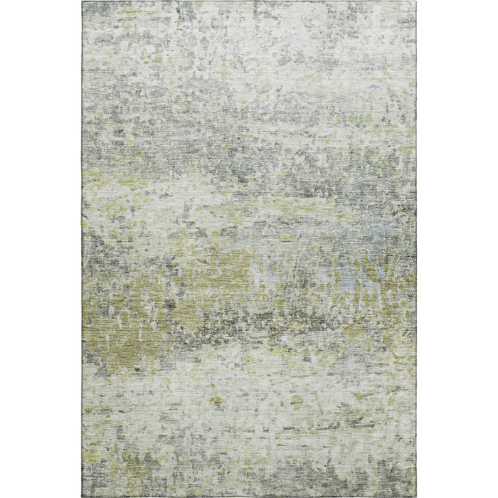 10' X 14' Abstract Washable Area Rug With UV Protection (685409) - Artichoke Green / Gray / Silver
