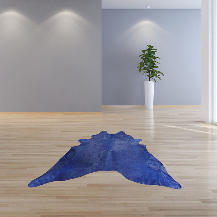 6' Dyed Stenciled Cowhide Rug - Navy