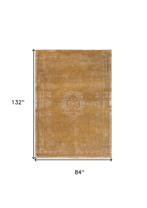 8' x 11' Medallion Non Skid Area Rug - Orange And White
