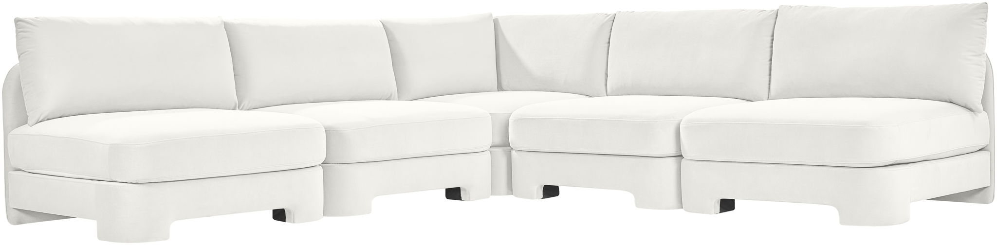 Meridian Furniture Hammond velvet performance fabric 5-piece armless sectional sofa with plush cushions and modern design.