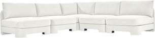 Meridian Furniture Hammond velvet performance fabric 5-piece armless sectional sofa with plush cushions and modern design.