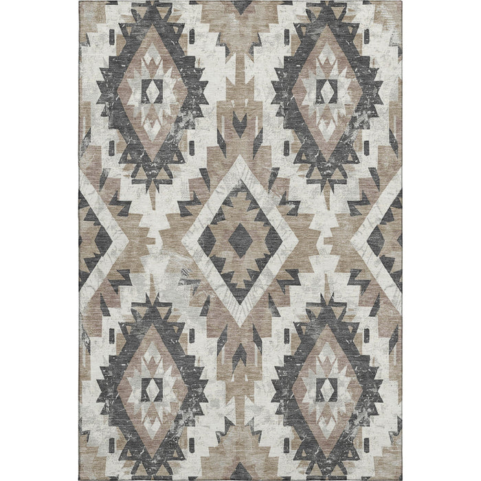 10' X 14' Southwestern Washable Area Rug With UV Protection (706619) - Taupe / Charcoal / Ivory